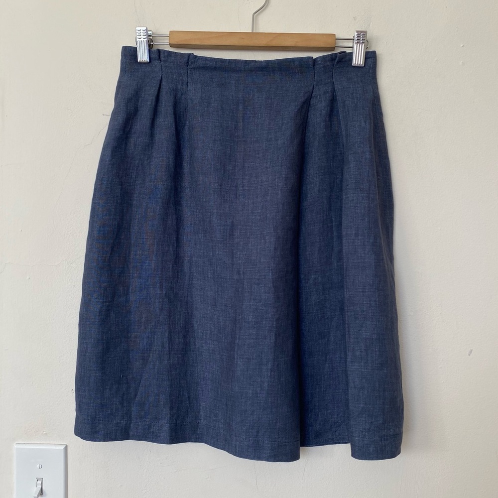 PESERICO Sign Linen Mini/Knee Length Skirt Blue Sz 42 US 6 Medium